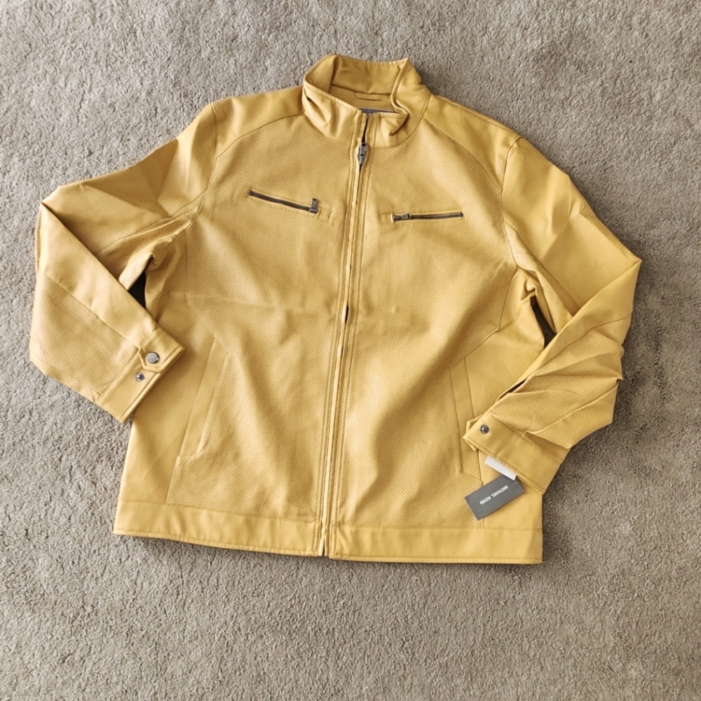 Yellow Lightweight Shirt Jacket with Stand-Up Collar